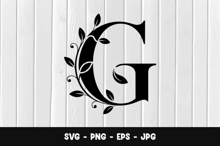 Botanical Letter G Monogram SVG, PNG