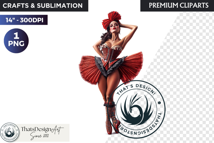 French Cancan cabaret Girl Clipart PNG, Burlesque woman