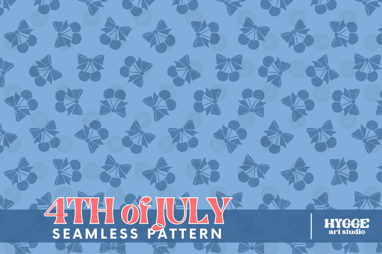 American 4th of July Coquette Cherry Bow Seamless Pattern