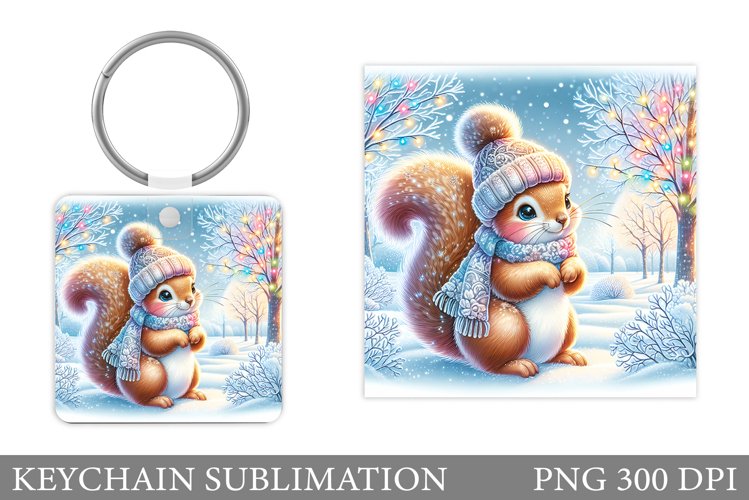 Christmas Squirrel Keychain. Christmas Keychain Design example image 1