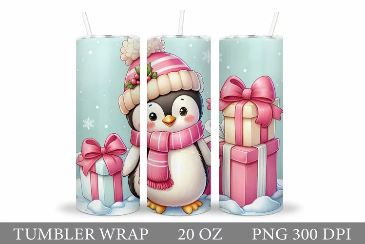 Christmas Penguin Tumbler. Christmas Tumbler Sublimation