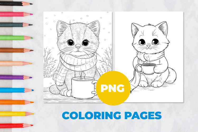 Cute snow kitten Coloring Pages | Coloring book