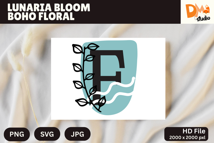 Lunaria Bloom Boho Floral Monogram