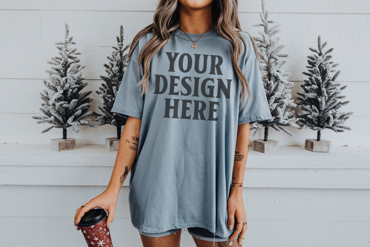 Bay Christmas Comfort Colors 1717 TShirt Mockup,cc1717 mock