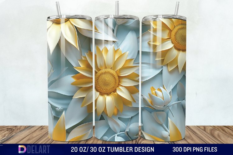 3d Sunflower floral Tumbler Wrap example image 1