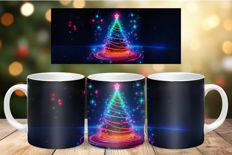 Mug Wrap Sublimation - cosmic christmas tree