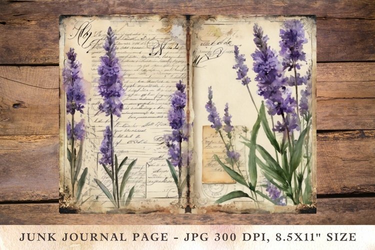Printable Junk Journal Pages Lavender 5 example image 1