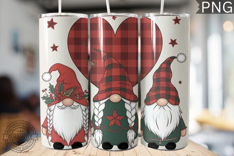 Christmas Gnome Tumbler Wrap - High Quality 300 Dpi