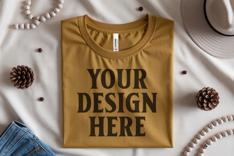 Heather Mauve Bella Canvas 3001 Flat Lay T-Shirt Mockup