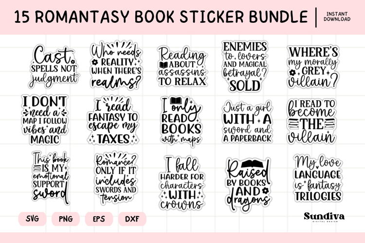 15 Printable Magic and Fantasy Book Lover Sticker Bundle