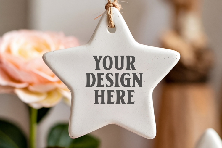 Christmas Star Ceramic Ornament Mockup | Holiday Star