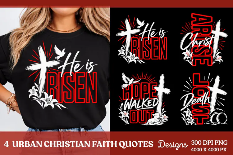 4 Urban Christian Faith Shirt PNG Designs, 4 Christian Grace