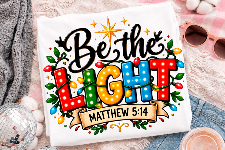 Be the Light Christian Christmas Faith T-Shirt Design