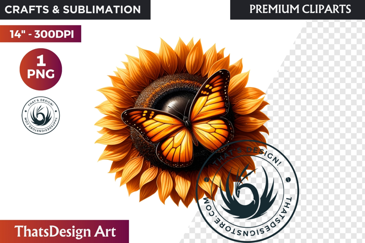 Autumn Butterfly and flower Clipart: Moody Floral PNG