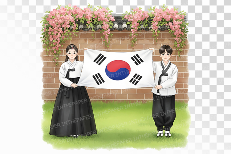 Front-Facing Students Taegeukgi Display Proud PNG Korean