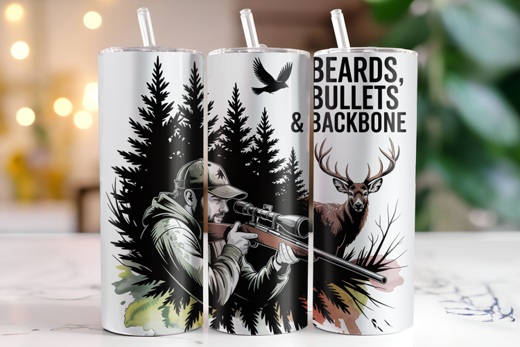 Beards Bullets & Backbone Tumbler Wrap | Sublimation
