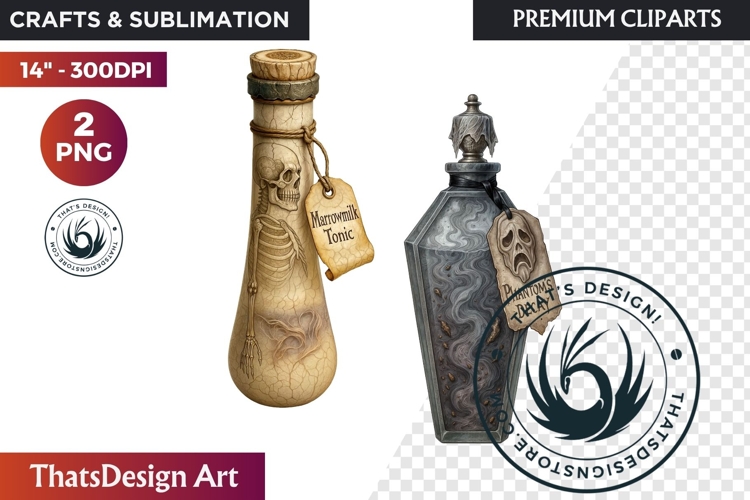 Halloween Hags Potions PNG Clipart spooky gothic bottle