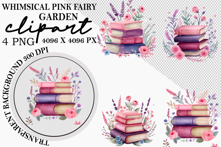 Whimsical Pink Fairy Garden Clipart Png