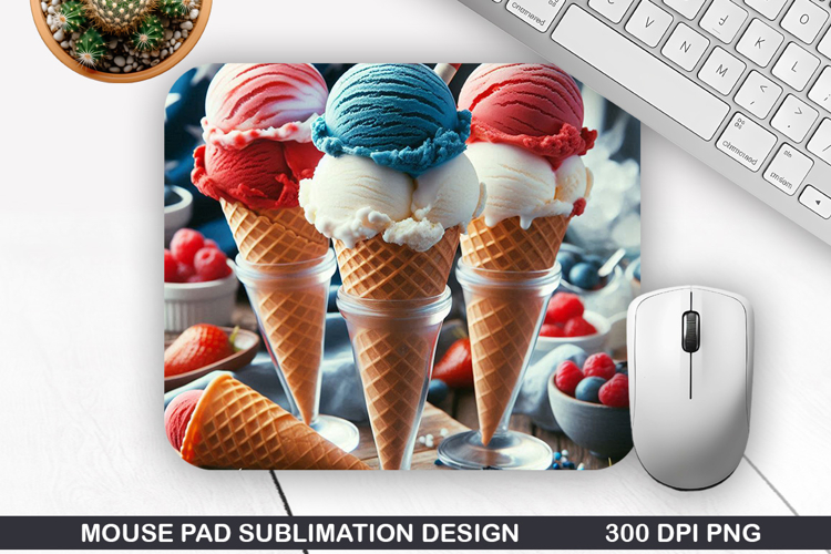 Ice Cream Mouse Pad Sublimation, 4th Of July Mouse Pad PNG