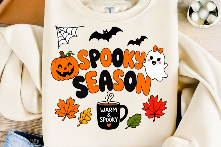 Spooky Season Ghost Pumpkin PNG Cute Fall Halloween Sublim