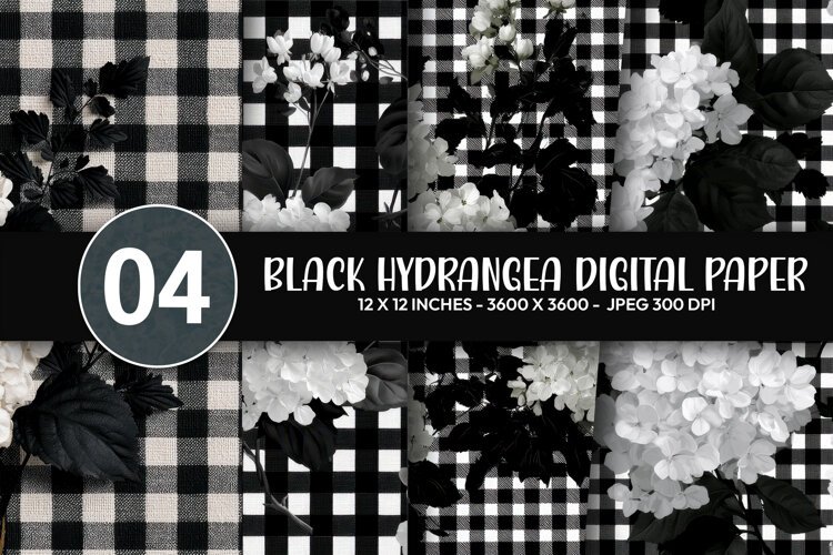 Black Hydrangea Digital Paper example image 1