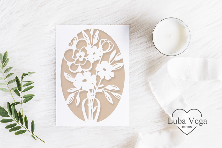 Birthday greeting card paper cut / Paper cut card svg
