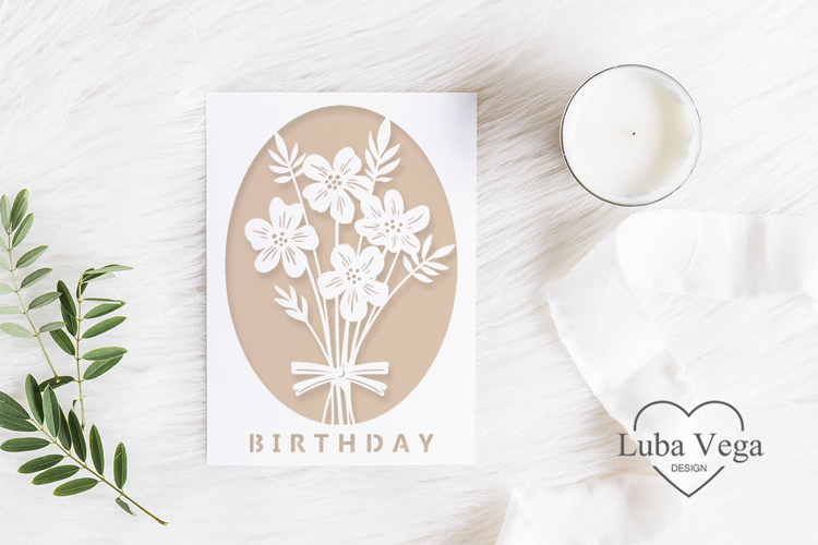 Birthday greeting card paper cut / Paper cut card svg