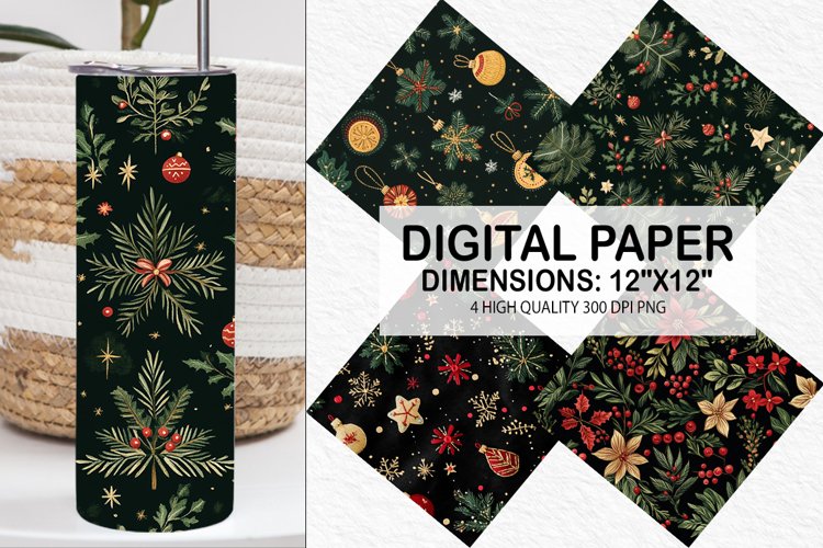 Christmas Embroidery Seamless Digital Paper