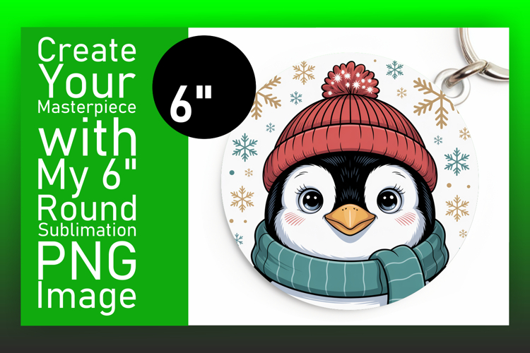 Elegant Circle PNG Keychain Design , Cute Christmas