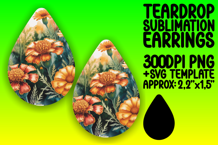 Fresh Teardrop Earrings Artwork PNG , Flowers