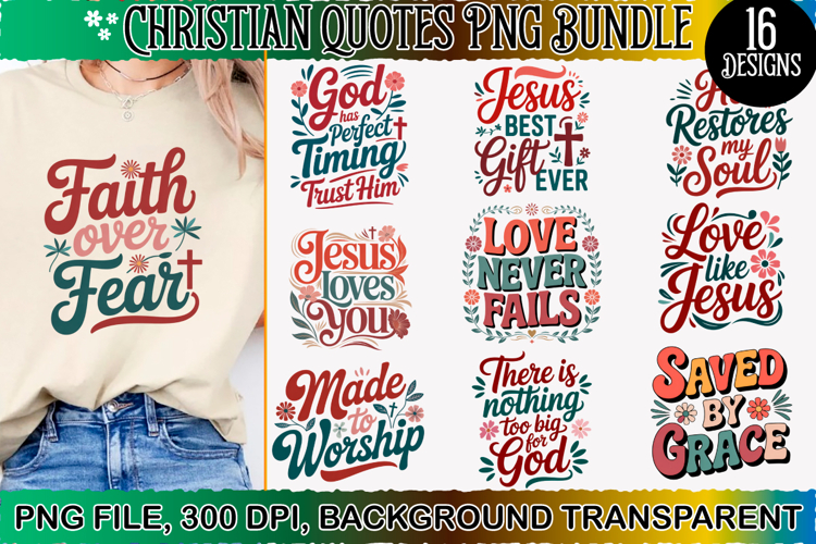Christian PNG Design Mega Bundle, 16 Designs