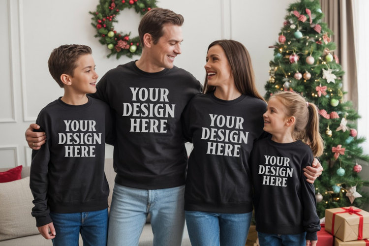 Christmas Family Matching T-Shirt Mockups | Holiday Group