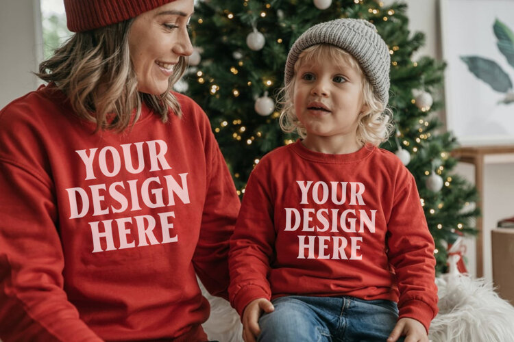 Christmas Family Matching T-Shirt Mockups | Holiday Group example image 1