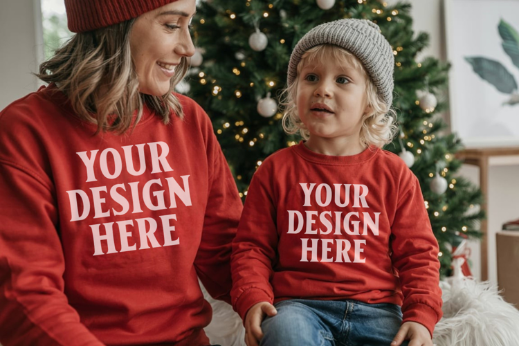 Christmas Family Matching T-Shirt Mockups | Holiday Group