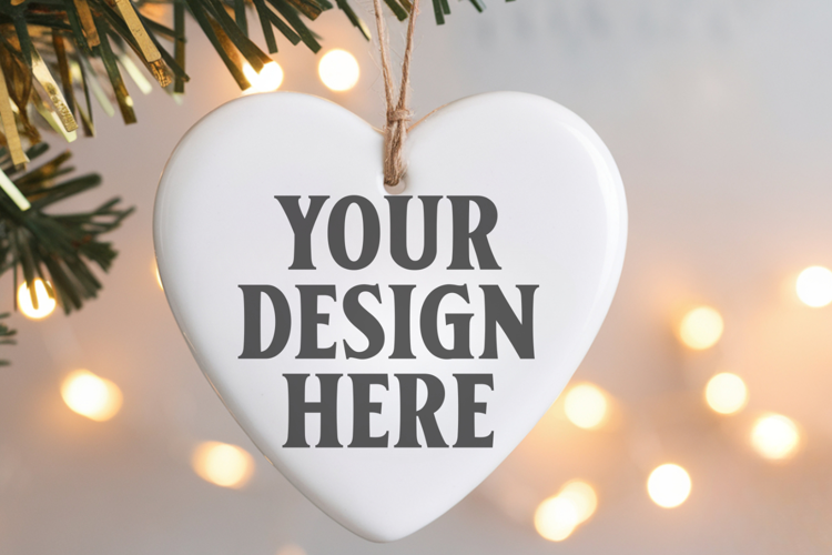 Heart Shaped Christmas Ornament Mockups | Frosted Glass Holi