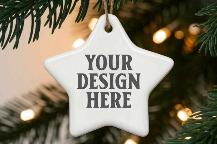 Christmas Star Ceramic Ornaments Mockup example image 1