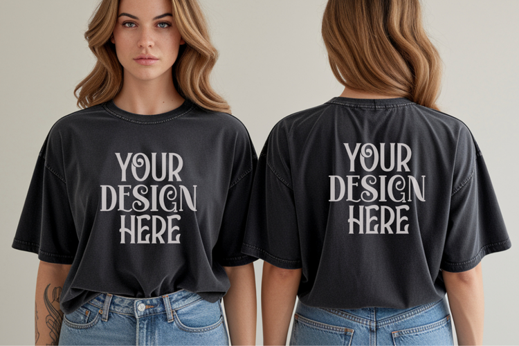Comfort Colors 1717 Berry Front & back T shirt mockups