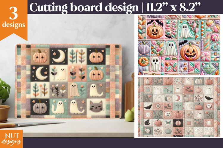 Patchwork Halloween Cutting Board, Cozy Halloween kitchen