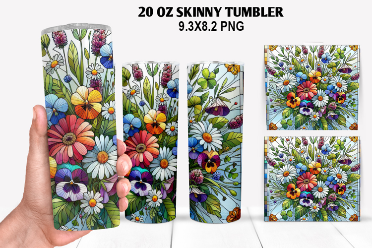 Flower Skinny Tumbler 20oz Wrap Design, Spring Tumbler Wrap