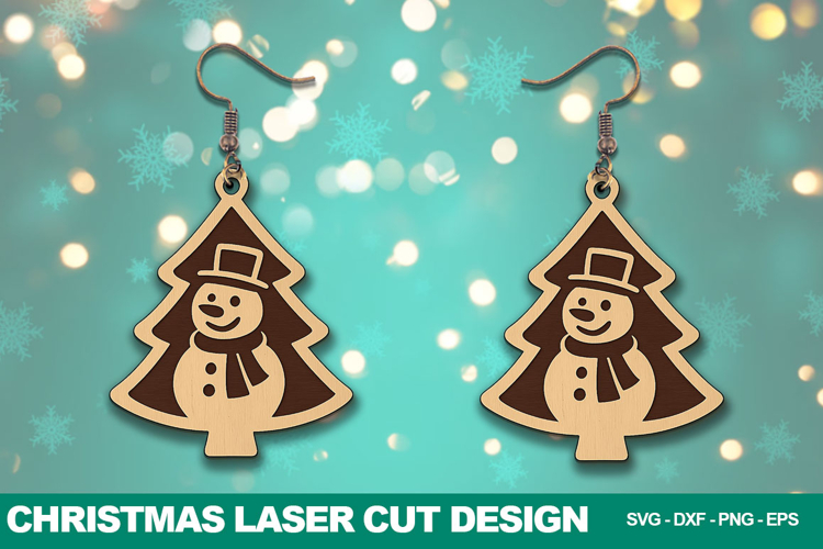 Snowman Christmas Earring Laser Cut SVG Design