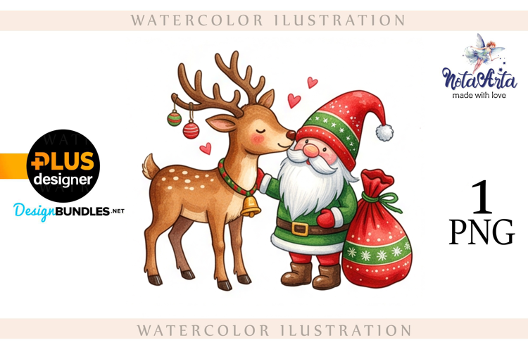 Christmas Gnome Santa with Reindeer