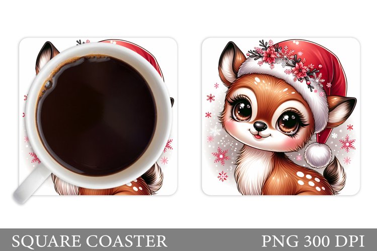 Christmas Deer Coaster Design. Christmas Coaster Sublimation example image 1