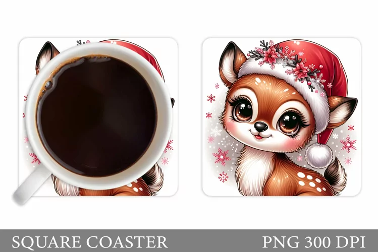 Christmas Deer Coaster Design. Christmas Coaster Sublimation