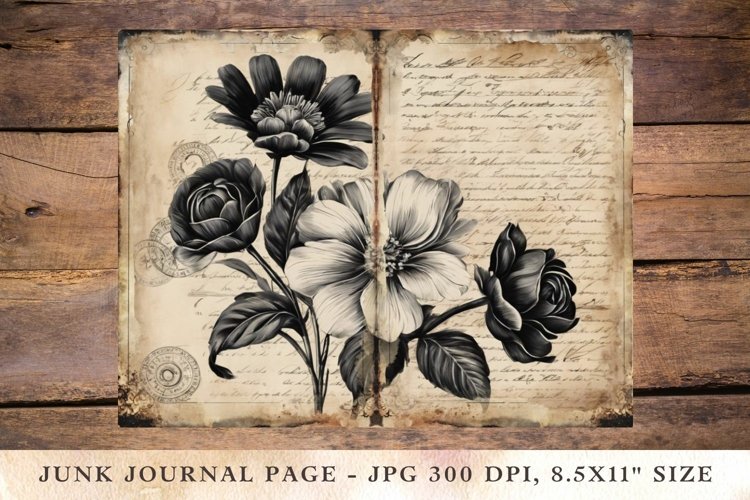 Printable Junk Journal Pages Black Roses 3
