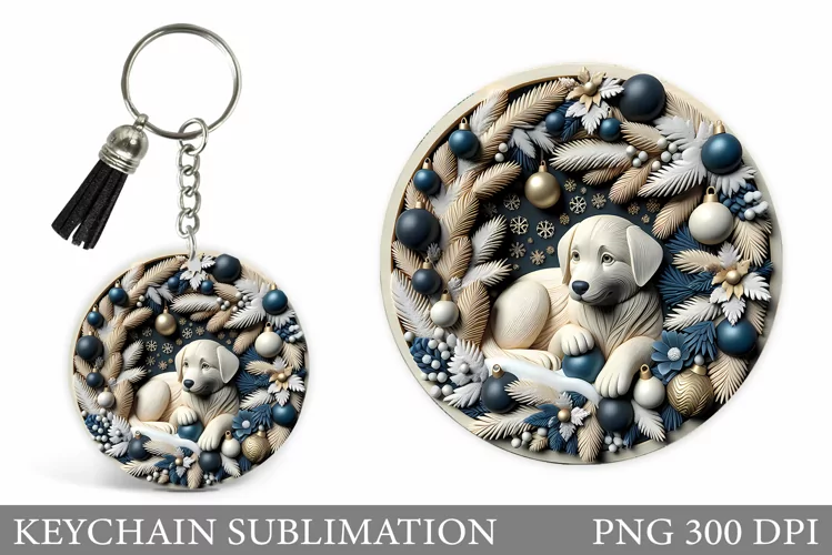 Christmas Dog Keychain. Christmas Keychain Sublimation
