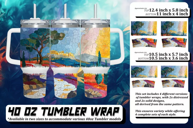 Glittery Skyline Tumbler Wrap Pattern: Spring Sublimation