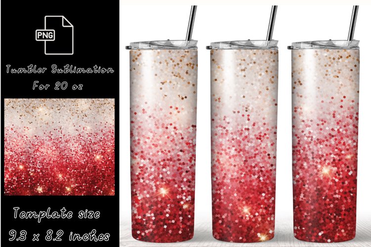Christmas Glitter Tumbler Wrap, 20oz Skinny Sublimation