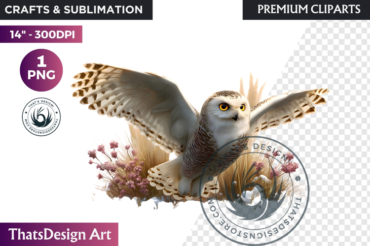 Owl Watercolor Winter Wildlife Arctic Animal Clipart PNG