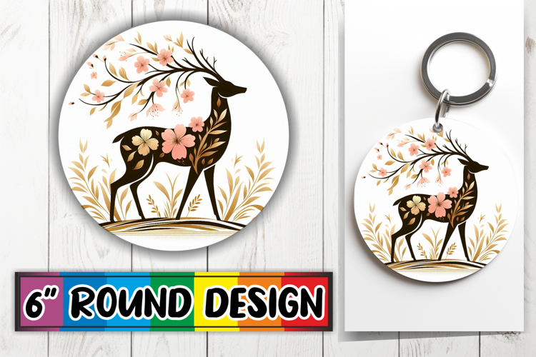 Cheerful Coaster Round Design PNG, Flower Animals