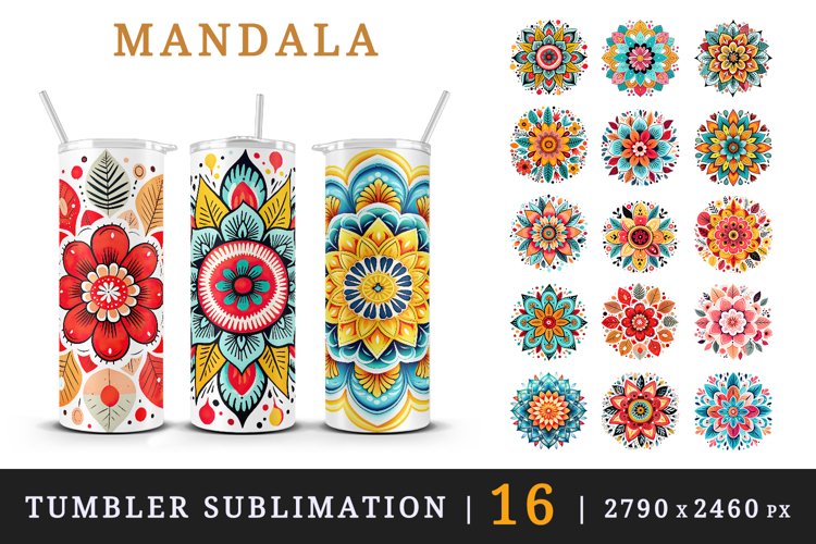 Mandala 20 oz tumbler skinny wrap sublimation designs bundle